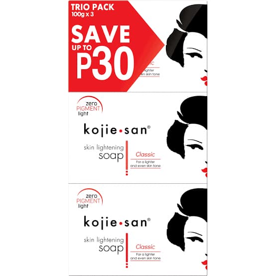 Kojie San Skin Lightening Kojic Acid Soap 3-in-1 Bar 100g × 3